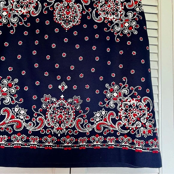 Talbots Navy, White and Red Paisley Skirt - Picture 9 of 14